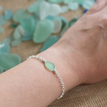 Cornish Sea Glass Bracelet Green, 3 of 8