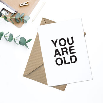 'You Are Old' Typographic Birthday Card, 2 of 2