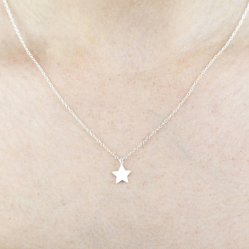 'keep Shining Bright' Sterling Silver Star Necklace By Ellie Ellie