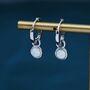 Sterling Silver Dangling White Opal Hoop Earrings, thumbnail 1 of 11