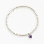 February Heart Birthstone Bracelet Sterling Silver Amethyst, thumbnail 2 of 9