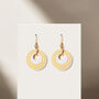 White And Yellow Stripey Circular Earrings, thumbnail 3 of 6