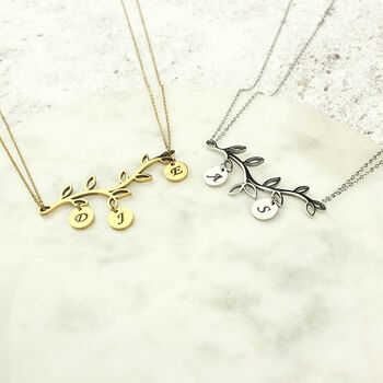 Personalised Family Tree Initials Necklace, Silver Or Gold Tone, 5 of 12