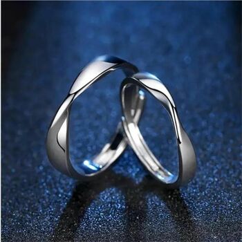 Adjustable Couple Promise Twist Infinity Rings, 3 of 4