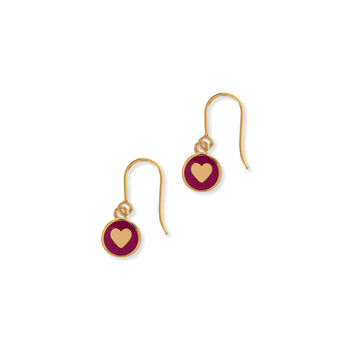 Mini Heart Enamel Hook Earrings Silver Or Gold Vermeil, 6 of 7