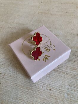 Red Clover Stud Earrings, 3 of 4