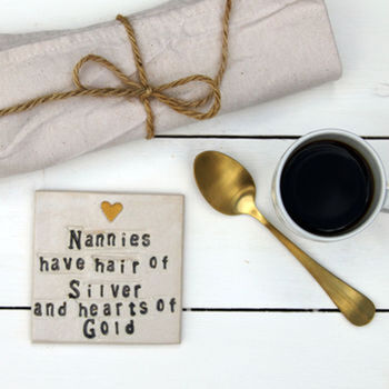Nanny Heart Of Gold Ceramic Coaster, 2 of 4