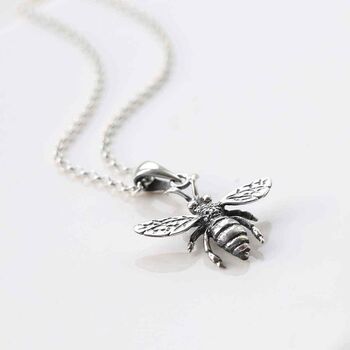 Sterling Silver Oxidised Honey Bee Necklace, 3 of 4