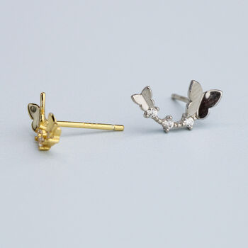 Sterling Silver Butterfly Curve Stud Earrings, 5 of 6
