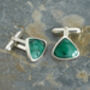 9ct Natural Emerald Cufflinks Set In Solid Sterling Silver, thumbnail 2 of 2