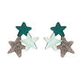 Star Earrings In Silver And Teal Glitter Acrylic, thumbnail 3 of 4