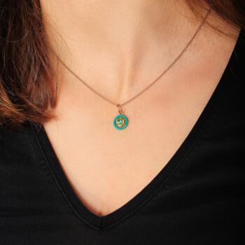 Gold Plated Cz Enamel Pendant Necklace And Earrings, 4 of 6