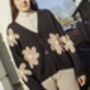 Black Crochet Applique Brown Floral Cardigan, thumbnail 7 of 10