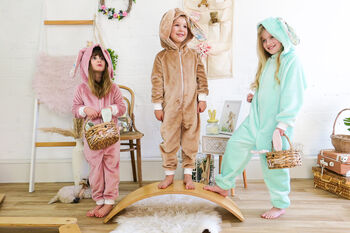 Girls Pink Bunny Rabbit Onesie Children's, 3 of 5