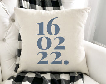 New Baby Boy Or Girl Personalised Date Cushion, 2 of 2