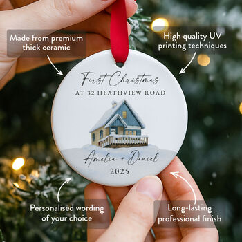 Personalised First Christmas Ornament Custom Address, 2 of 7