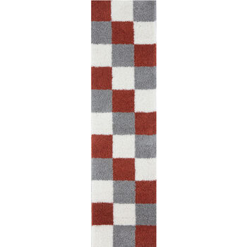 The Rugs Geometric Shaggy Rug Terra Checkered Rug, 3 of 12