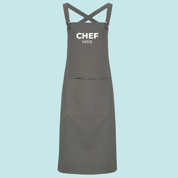 Personalised Chef Cotton Canvas Cross Back Apron, 5 of 9