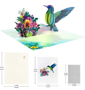 Pop Up 3D Blank Card Tropical Hummingbird, 5 of 7