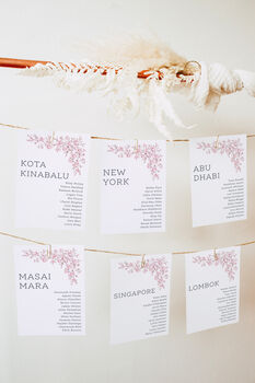 Wedding Seating Plan Cards Pink Cherry Blossom Design, 3 of 7