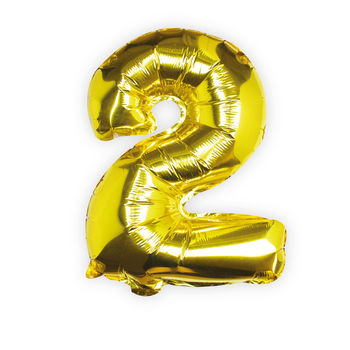 Individual Gold No Helium Number Party Balloon Two, 2 of 3