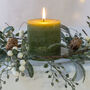 White Berry Candle Ring With Frosted Leaves, thumbnail 2 of 6
