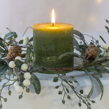 White Berry Candle Ring With Frosted Leaves, 2 of 6