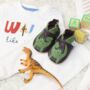Dotty Fish Dinosaur Soft Leather Baby Shoes With Barefoot Soles, thumbnail 4 of 8