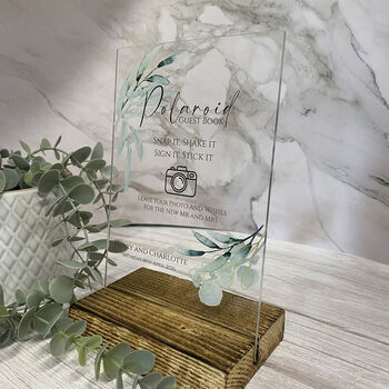 Botanical Personalised Acrylic Photo Snap Wedding Sign Clear, 5 of 5
