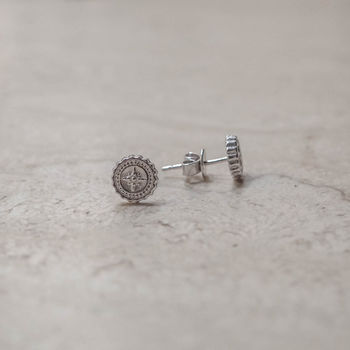 Compass Stud Earrings In Silver Or Gold, 6 of 6