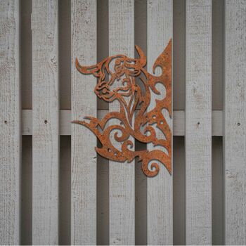 Farm Bull Metal Wall Art: Rusted Interior Decoration, 9 of 11