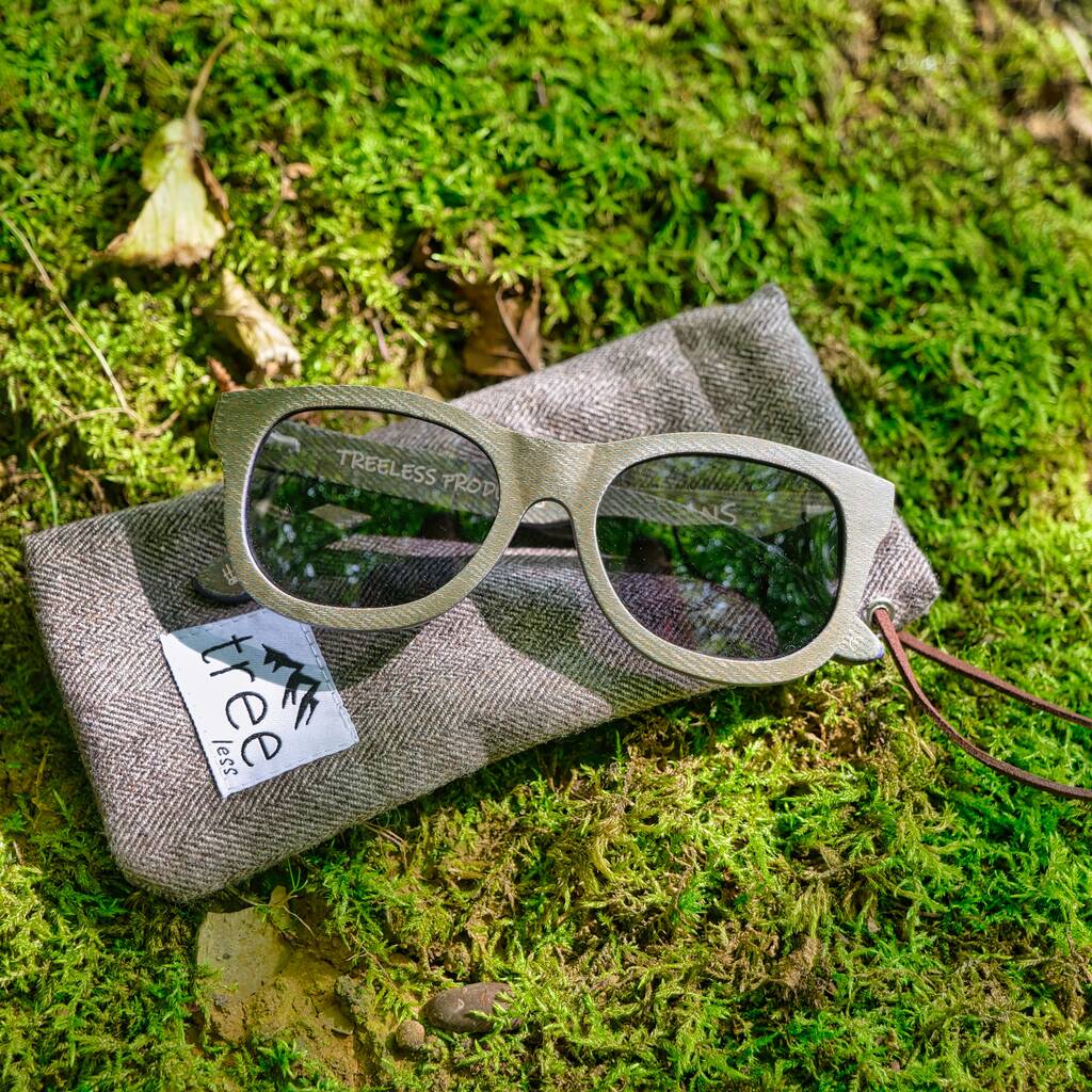 Orleans Recycled Denim Frame Sunglasses Dark Grey Lens, 1 of 10