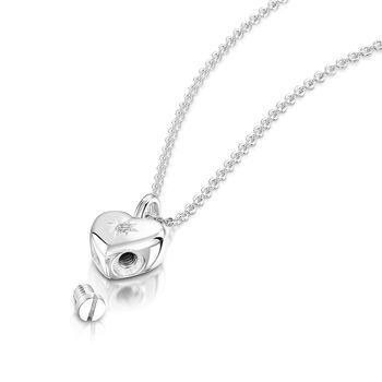 Tiny Crystal Heart Urn Ashes Necklace – Silver, 2 of 7