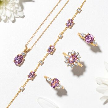 Pink Sapphire Pendant Necklace In Sterling Silver And Gold, 9 of 12