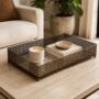 Handwoven Rattan And Brass Serving Tray, thumbnail 1 of 4