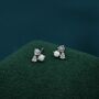 Opal And Cz Cluster Stud Earrings Sterling Silver, thumbnail 5 of 12