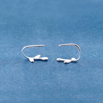 Branch Leaf Hook Earrings, Leaf Hoops, 3 of 7