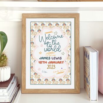 Welcome To The World Baby Birth Date Nursery Print, 4 of 7