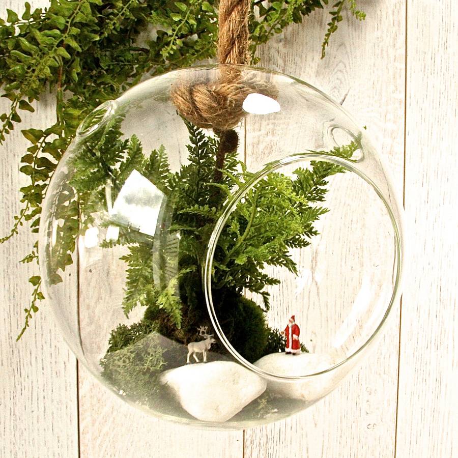 Christmas Hanging Terrarium Kit With Santa And Reindeer By London