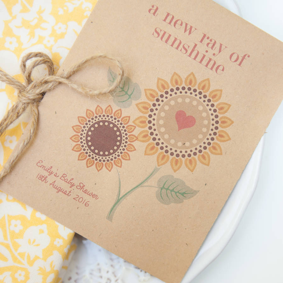 10 ‘Ray Of Sunshine’ Seed Packet Baby Shower Favours, 1 of 6