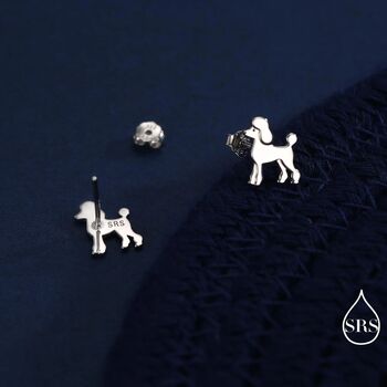 Sterling Silver Poodle Dog Stud Earrings, 4 of 12