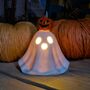 Ceramic Ghost And Light Up Pumpkin Halloween Decoration, thumbnail 2 of 2