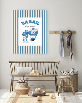 Babar Stripy Football Nursery Art Print, 3 of 4