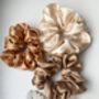 Lina Soft Scrunchie Set Of Three Cream Bronze, thumbnail 4 of 5