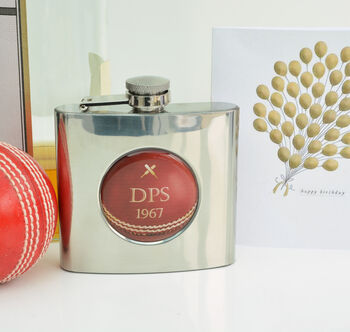 Personalised Cricket Birthday Hip Flask, 4 of 5