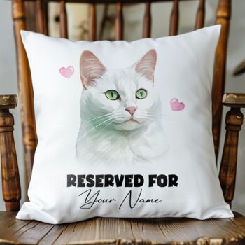 Personalised Russian White Cat Reserved For Cushion Cover, 2 of 2