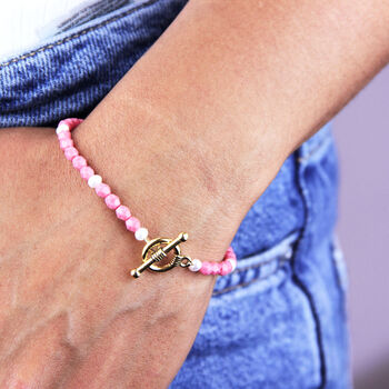 Name Pink Bead Toggle Bracelet, 2 of 8
