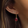 Ruby Quartz Hook Earrings In 18ct Gold Vermeil Plated, thumbnail 2 of 4