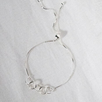 50th Birthday Linked Rings Sliding Silver Bracelet, 4 of 9