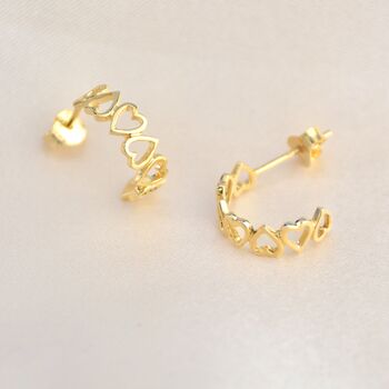 Gold Open Heart Hoop Earrings, 3 of 7